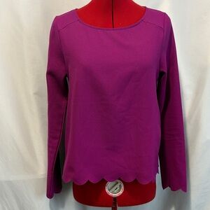 Everly Magenta Scallop Hem Long Sleeve Top
